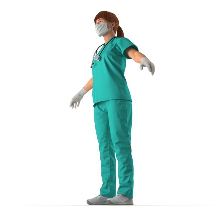 3D Female Caucasian Surgeon Rigged