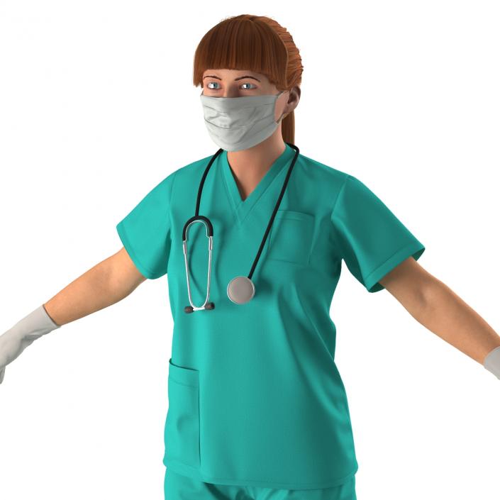 3D Female Caucasian Surgeon Rigged