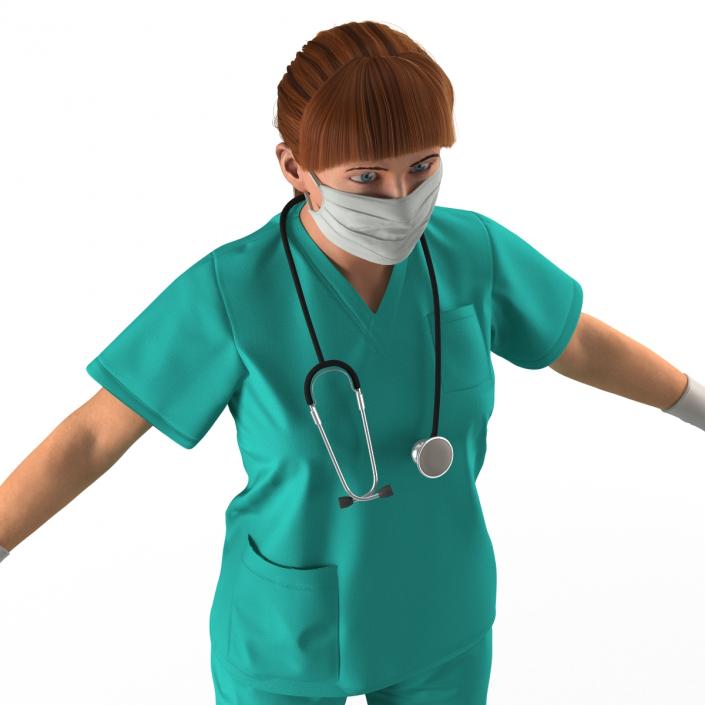 3D Female Caucasian Surgeon Rigged