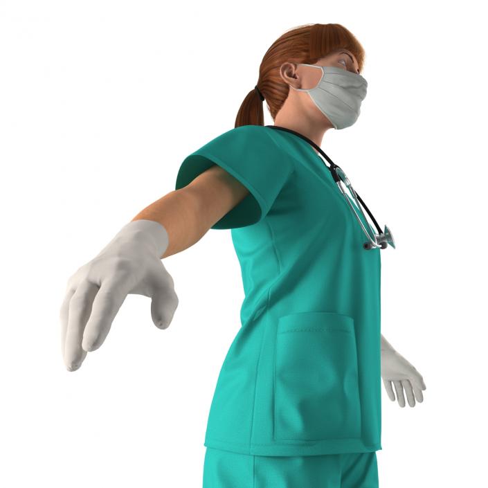 3D Female Caucasian Surgeon Rigged