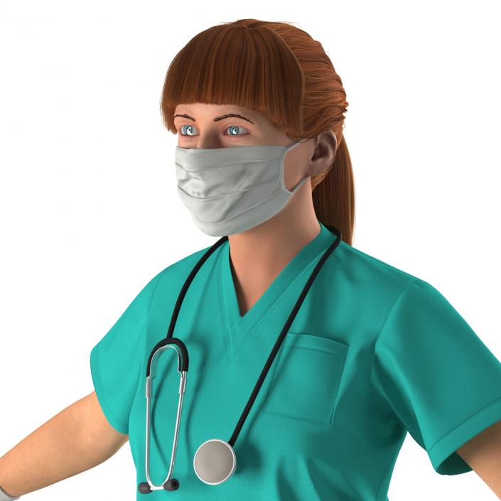 3D Female Caucasian Surgeon Rigged