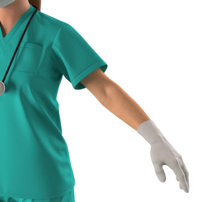 3D Female Caucasian Surgeon Rigged