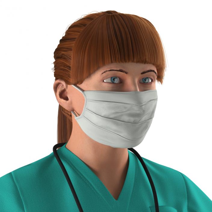 3D Female Caucasian Surgeon Rigged