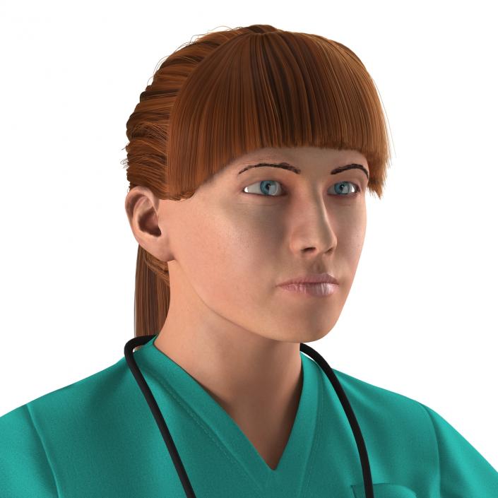 3D Female Caucasian Surgeon Rigged