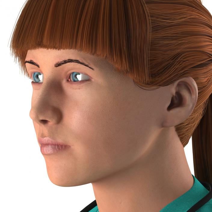 3D Female Caucasian Surgeon Rigged