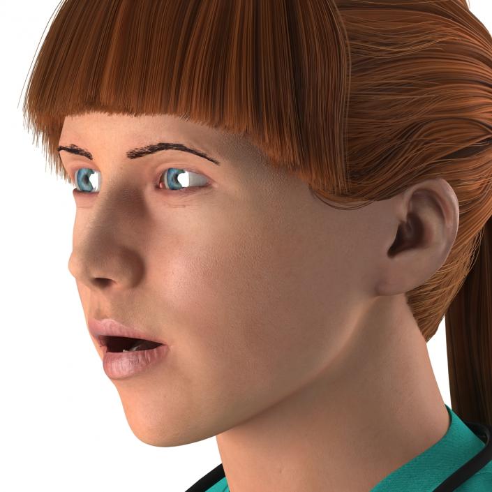 3D Female Caucasian Surgeon Rigged