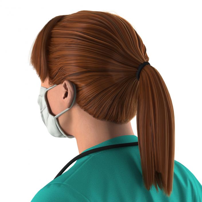 3D Female Caucasian Surgeon Rigged