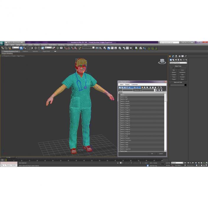 3D Female Caucasian Surgeon Rigged