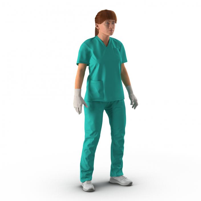 3D Female Caucasian Surgeon Rigged 2 model