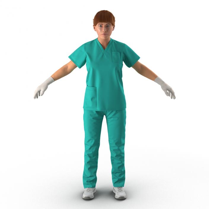 3D Female Caucasian Surgeon Rigged 2 model