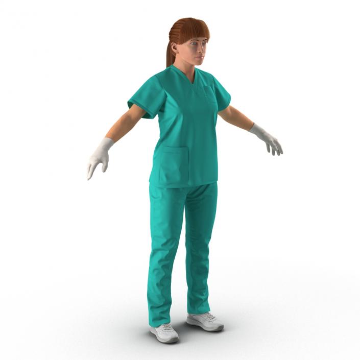 3D Female Caucasian Surgeon Rigged 2 model