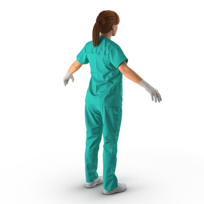 3D Female Caucasian Surgeon Rigged 2 model