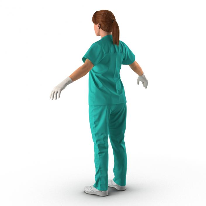 3D Female Caucasian Surgeon Rigged 2 model