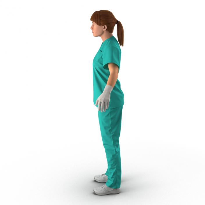 3D Female Caucasian Surgeon Rigged 2 model