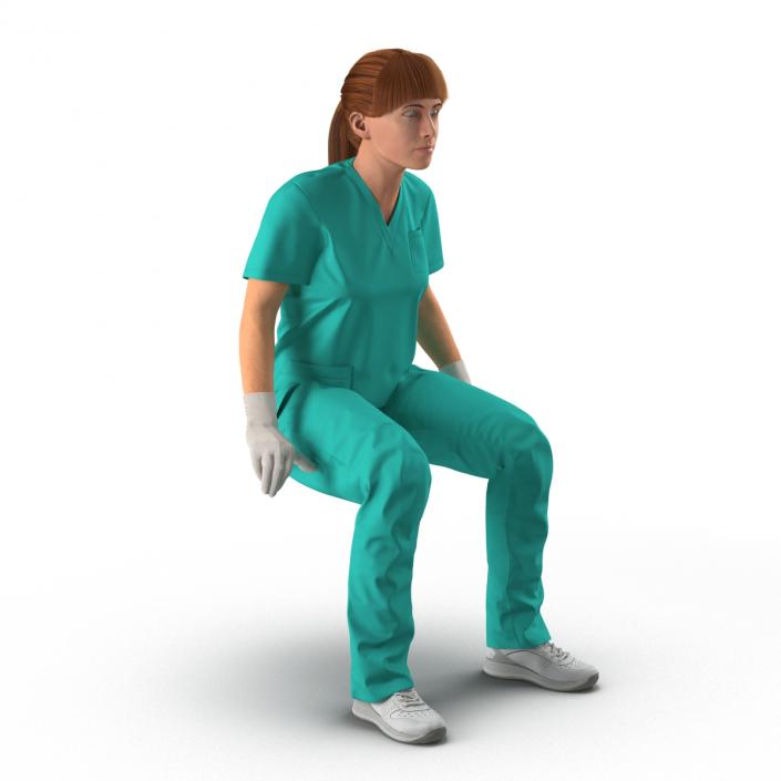 3D Female Caucasian Surgeon Rigged 2 model