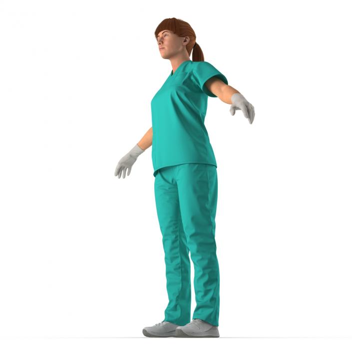 3D Female Caucasian Surgeon Rigged 2 model