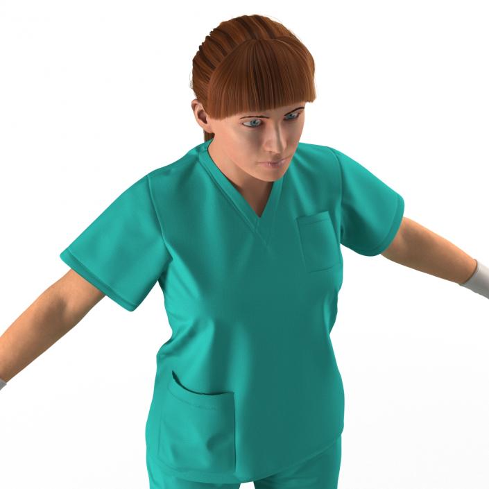 3D Female Caucasian Surgeon Rigged 2 model