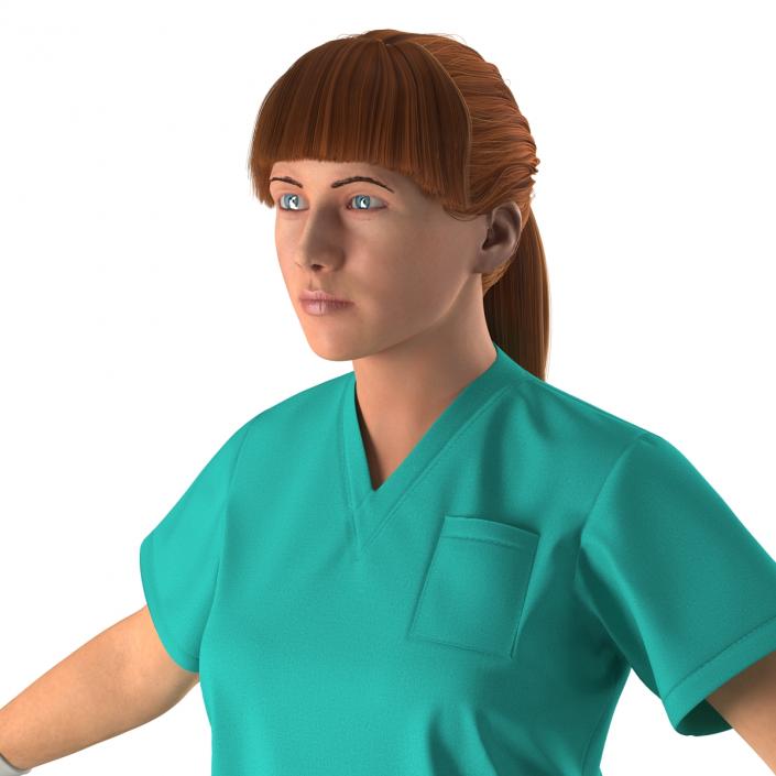 3D Female Caucasian Surgeon Rigged 2 model