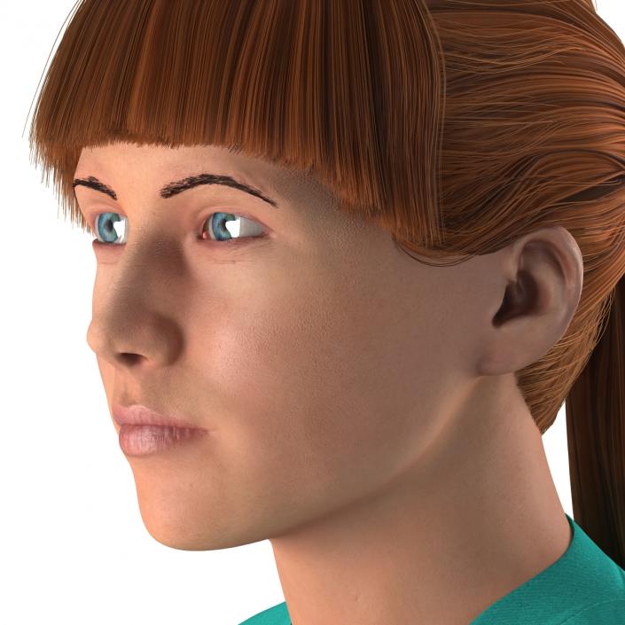 3D Female Caucasian Surgeon Rigged 2 model