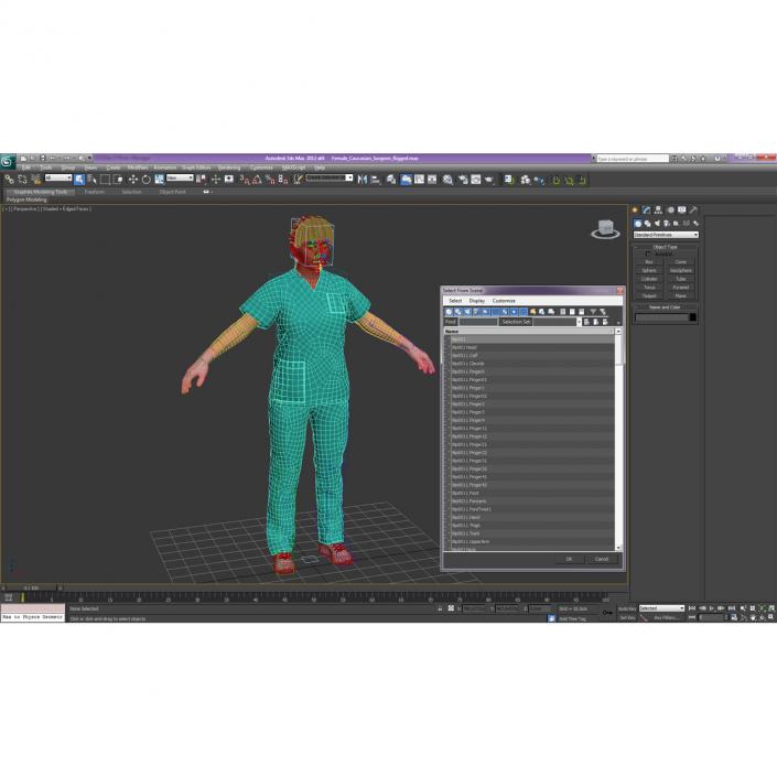 3D Female Caucasian Surgeon Rigged 2 model