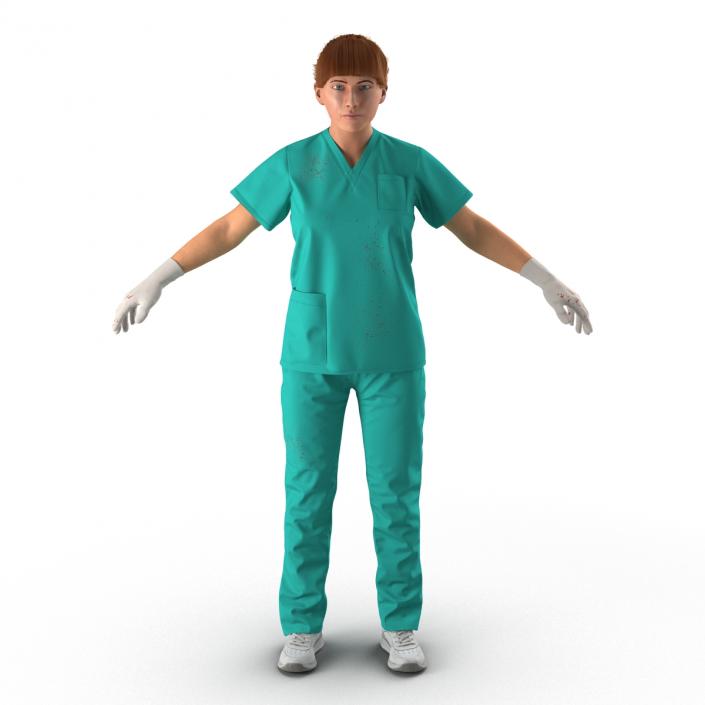 Female Caucasian Surgeon with Blood Rigged 2 3D model