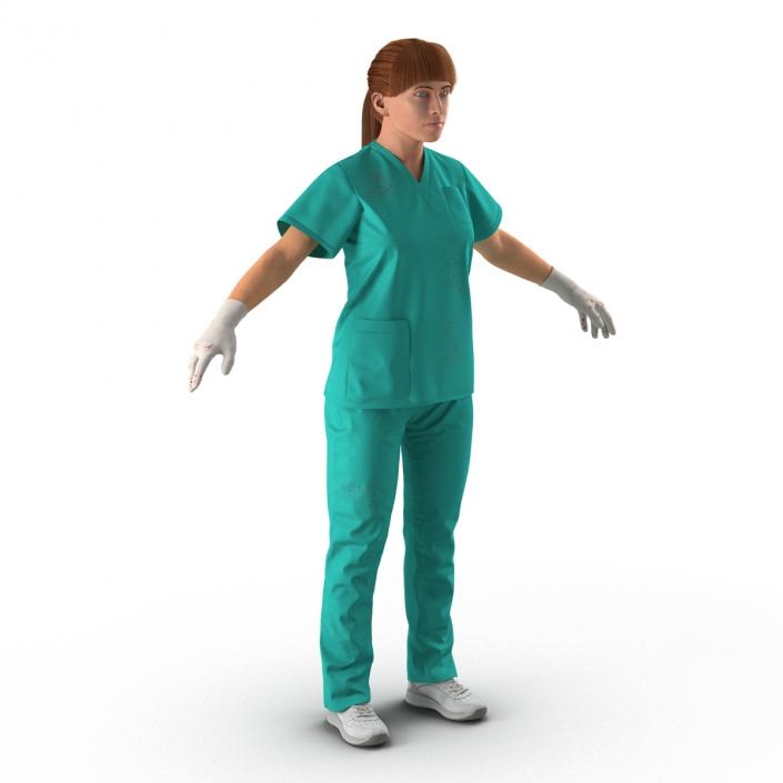 Female Caucasian Surgeon with Blood Rigged 2 3D model