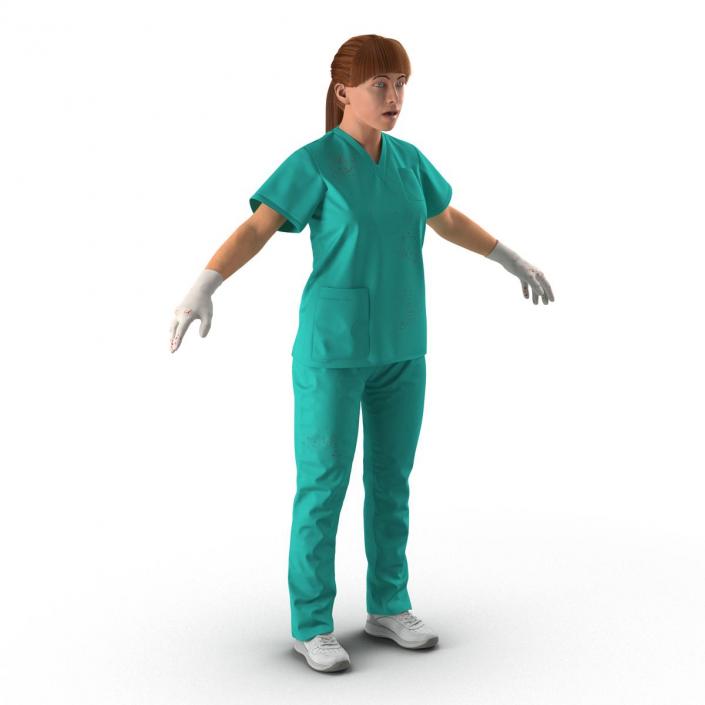 Female Caucasian Surgeon with Blood Rigged 2 3D model