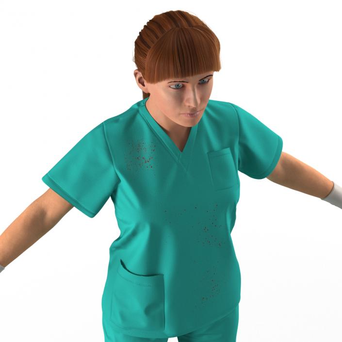 Female Caucasian Surgeon with Blood Rigged 2 3D model