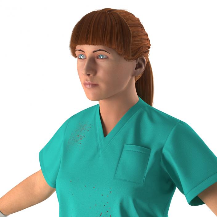 Female Caucasian Surgeon with Blood Rigged 2 3D model