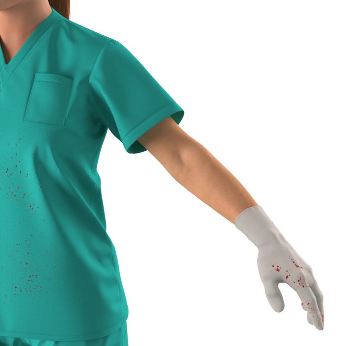 Female Caucasian Surgeon with Blood Rigged 2 3D model