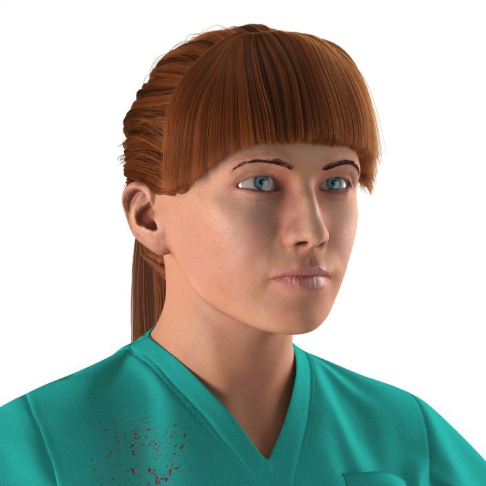 Female Caucasian Surgeon with Blood Rigged 2 3D model