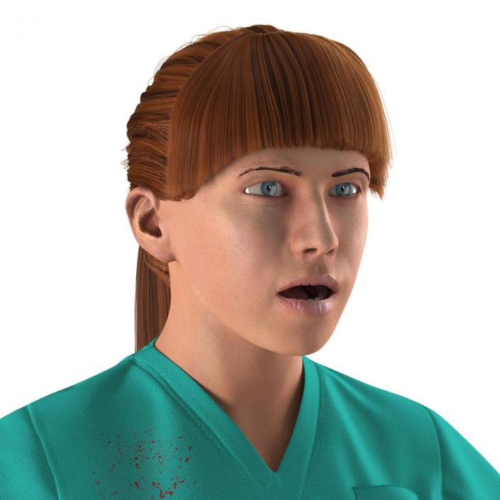 Female Caucasian Surgeon with Blood Rigged 2 3D model