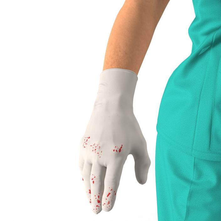 Female Caucasian Surgeon with Blood Rigged 3 3D model