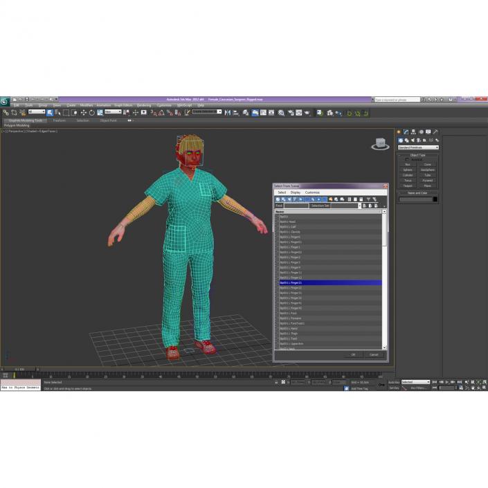 Female Caucasian Surgeon with Blood Rigged 3 3D model