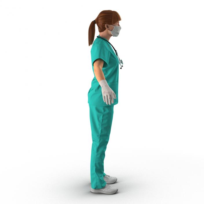 3D model Female Caucasian Surgeon with Blood