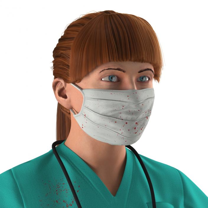 3D model Female Caucasian Surgeon with Blood