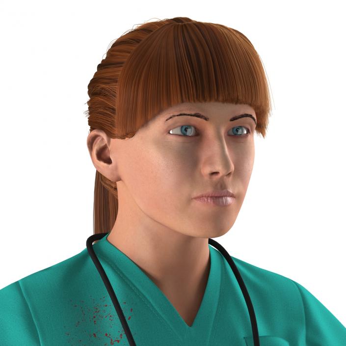 3D model Female Caucasian Surgeon with Blood