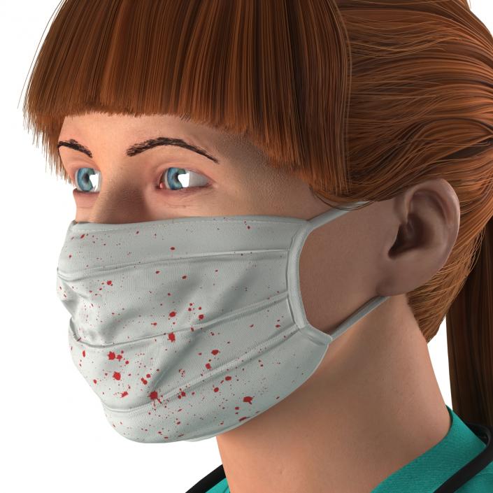 3D model Female Caucasian Surgeon with Blood