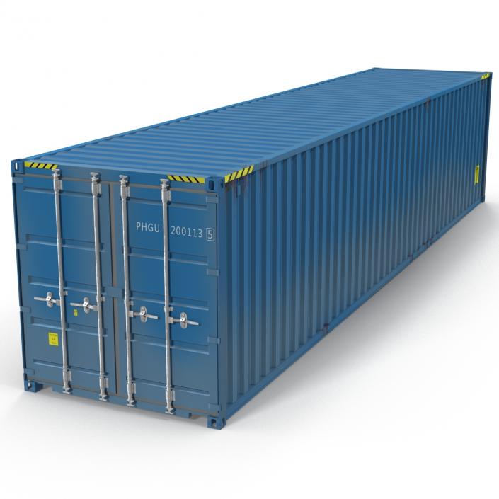 3D 40 ft ISO Container Blue 2