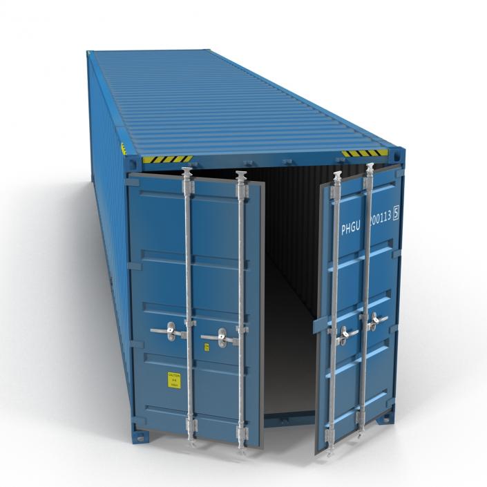 3D 40 ft ISO Container Blue 2