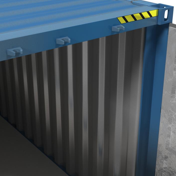 3D 40 ft ISO Container Blue 2