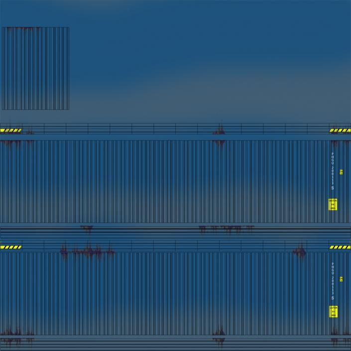 3D 40 ft ISO Container Blue 2