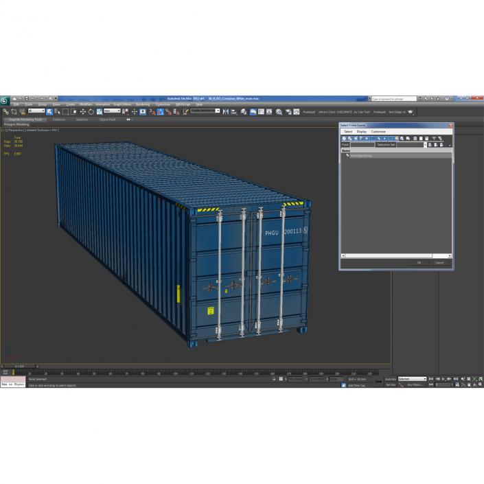 3D 40 ft ISO Container Blue 2