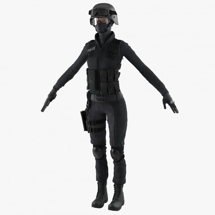 SWAT Police Officer Woman European 3D model