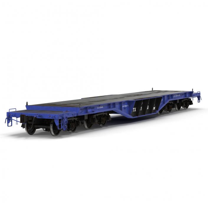 Heavy Duty Flat Car Blue 3D model