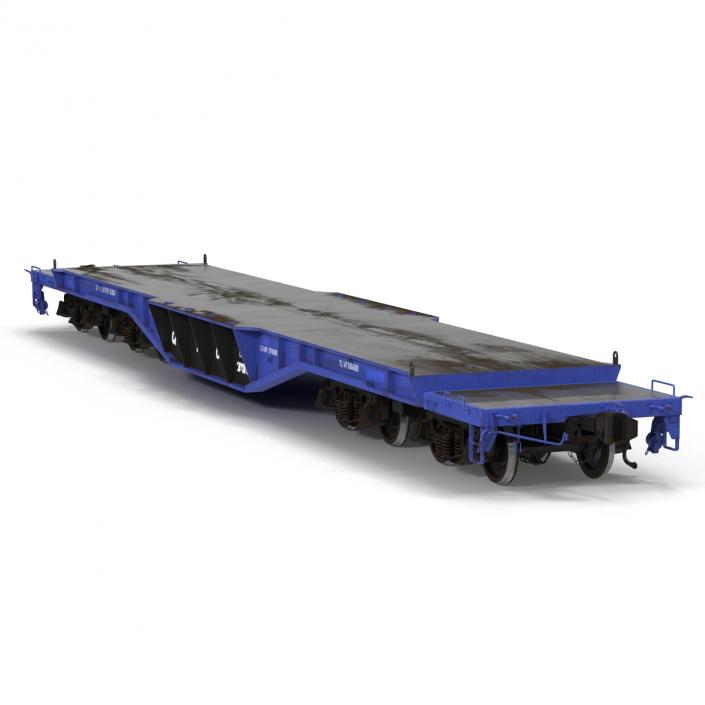 Heavy Duty Flat Car Blue 3D model