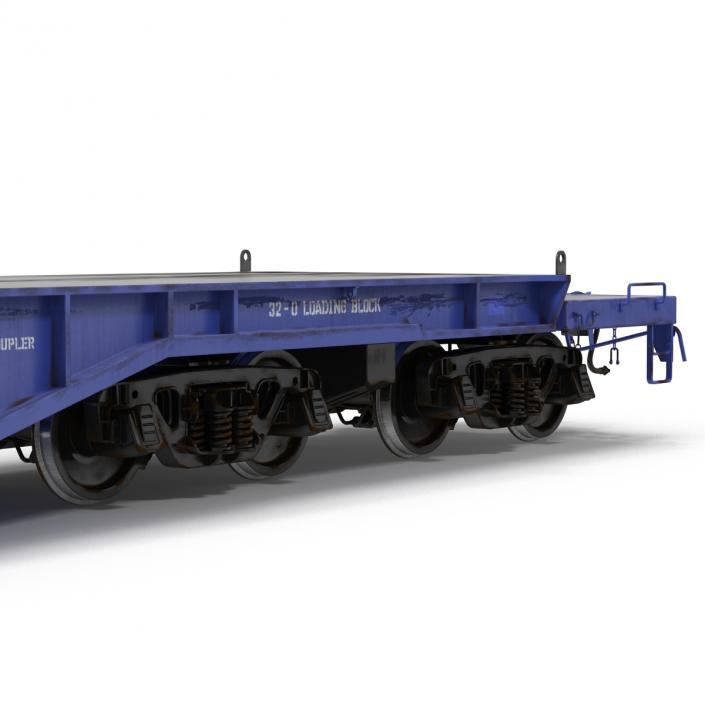 Heavy Duty Flat Car Blue 3D model