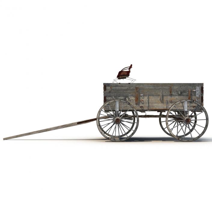 3D Old Wooden Wagon