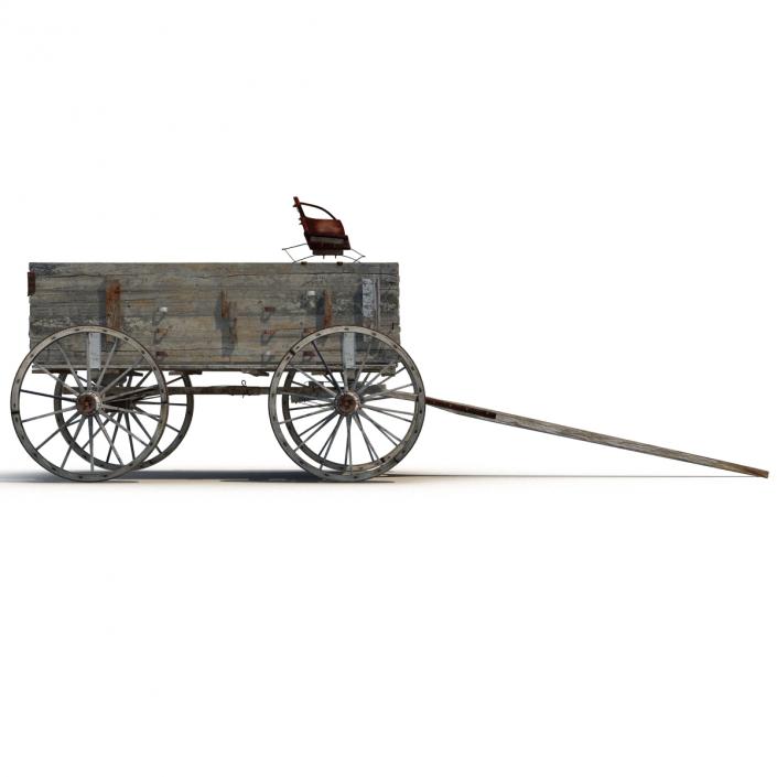 3D Old Wooden Wagon