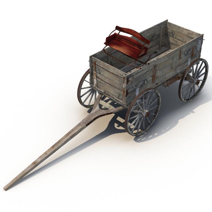 3D Old Wooden Wagon